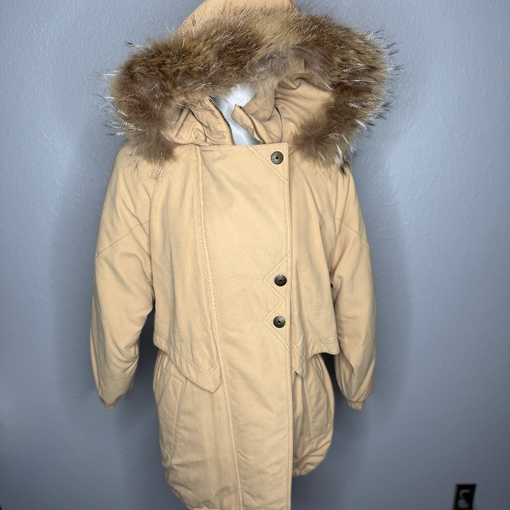 Gallery Tan Winter coat‎ with faux fur hood